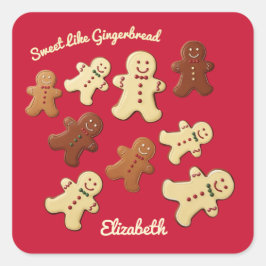 Schattige Peperkoek Kerst Vierkante Sticker