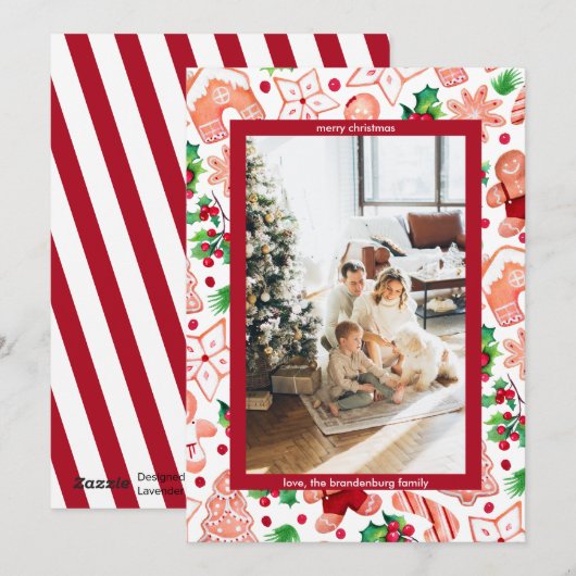 Schattige peperkoek Kerstmis Groet Foto Feestdagenkaart (Voorkant / Achterkant)