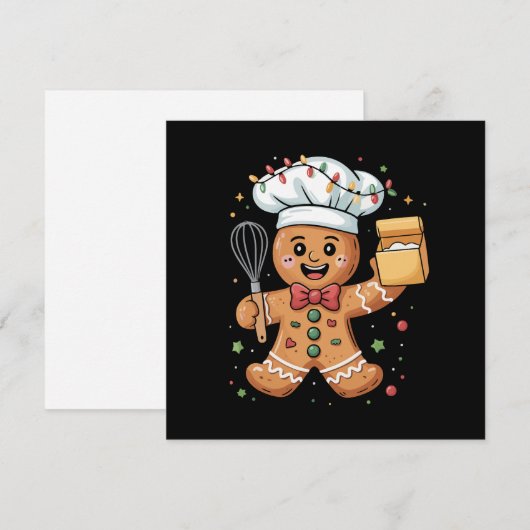 Schattige peperkoek man bakker kerst chef bak  feestdagenkaart (Voorkant / Achterkant)
