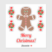 Schattige peperkoek Man en pepermunt Snoep Sticker (Vel)