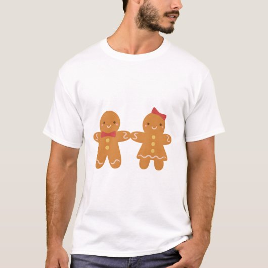 Schattige peperkoek man en vrouw paar t-shirt (Voorkant)