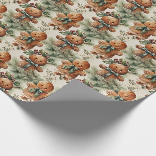 Schattige peperkoek Man & Evergreen Cadeaupapier (Hoek)