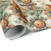 Schattige peperkoek Man & Evergreen Cadeaupapier (Rol Hoek)