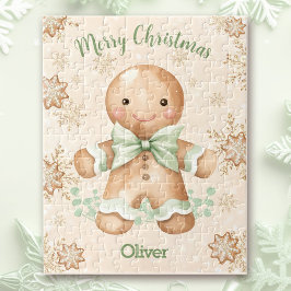 Schattige peperkoek man jongensnaam kerst legpuzzel