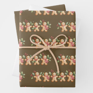 Schattige peperkoek man Kerstvakantie bakker cadea Inpakpapier Vel