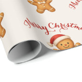 Schattige peperkoek man met kerstmuts - cadeaupapier (Rol Hoek)