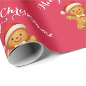 Schattige peperkoek man met kerstmuts -  cadeaupapier (Rol Hoek)