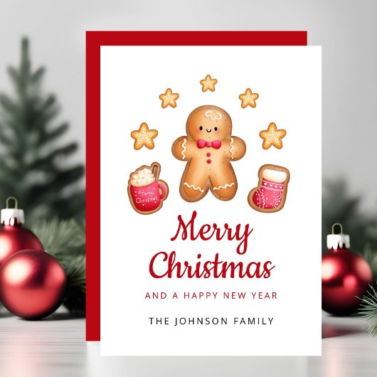 Schattige peperkoek Man Vrolijk Kerstfeest Feestdagenkaart