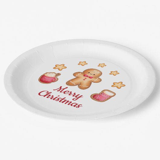 Schattige peperkoek Man Vrolijk Kerstfeest Papieren Bordje (Gekanteld)