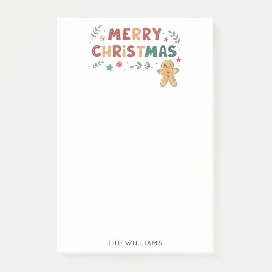 Schattige peperkoek Man Vrolijk Kerstfeest Post-it® Notes (Voorkant)