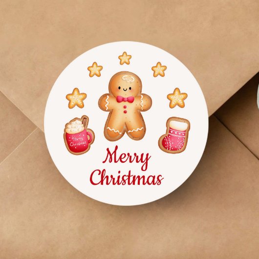 Schattige peperkoek Man Vrolijk Kerstfeest Ronde Sticker