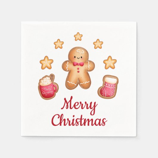 Schattige peperkoek Man Vrolijk Kerstfeest Servet (Voorkant)