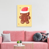 Schattige peperkoek met een kerstmuts canvas afdruk (Insitu (Woonkamer))