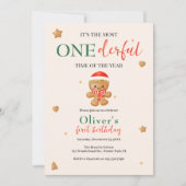 Schattige peperkoek Onederful Christmas 1st Verjaa Kaart (Voorkant)