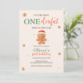 Schattige peperkoek Onederful Christmas 1st Verjaa Kaart (Staand voorkant)