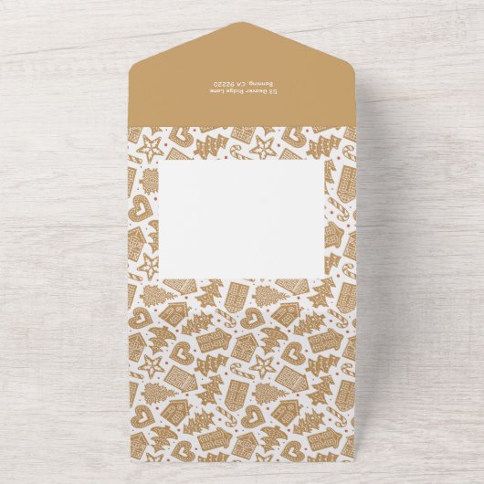 Schattige peperkoek Vrolijk kerstfeest Multiphoto All In One Uitnodiging (Buitenkant)