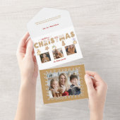 Schattige peperkoek Vrolijk kerstfeest Multiphoto All In One Uitnodiging (Afscheurbaar)