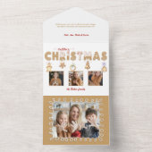 Schattige peperkoek Vrolijk kerstfeest Multiphoto All In One Uitnodiging (Binnen)
