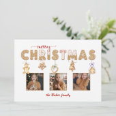 Schattige peperkoek Vrolijk kerstfeest Multiphoto Feestdagenkaart (Staand voorkant)