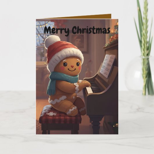 schattige peperkoekjongen Kerstmis Vouwbare Kerstk Feestdagen Kaart (Voorkant)