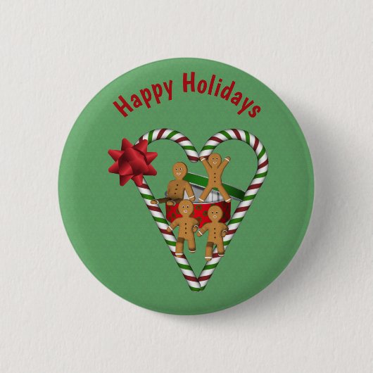 Schattige peperkoekmannetjes Kerstvakantie Ronde Button 5,7 Cm (Voorkant)