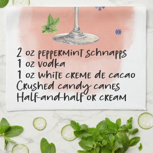 Schattige Peppermint Martini Kerst Drink Recept Theedoek (Gevouwen)