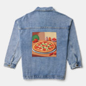 Schattige Pepperoni Pizza AI Art Denim Jasje Denim Jacket (Achterkant)
