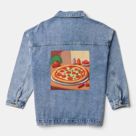 Schattige Pepperoni Pizza AI Art Denim Jasje Denim Jacket