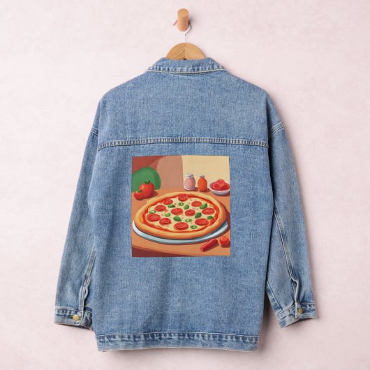 Schattige Pepperoni Pizza AI Art Denim Jasje Jacket (Hangar)