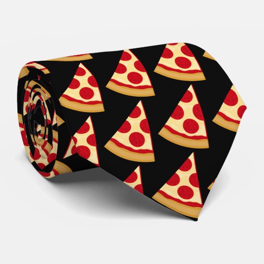 Schattige Pepperoni Pizza Slice Patroon stropdas (Opgerold)