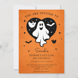 Schattige Personaliseer Halloween Ghost Heart Bat Kaart