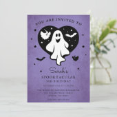 Schattige Personaliseer Halloween Ghost Heart Bat  Kaart (Staand voorkant)