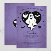 Schattige Personaliseer Halloween Ghost Heart Bat  Kaart (Voorkant / Achterkant)
