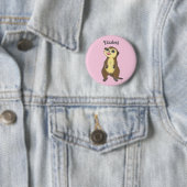Schattige Personaliseer Meerkat Cartoon Roze Butto Ronde Button 5,7 Cm (In situ)