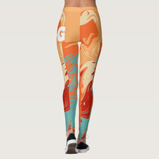 Schattige Personaliseer Pastel Marbel Leggings (Achterkant)