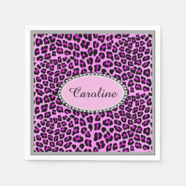 Schattige personaliseren Pink Leopard cheetah Servet