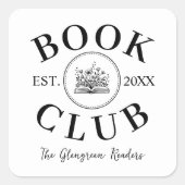 Schattige Persoonlijke Boek Club Leden Vierkante Sticker (Voorkant)