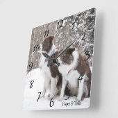 Schattige persoonlijke foto van Dog Vierkante Klok (Hoek)