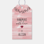 Schattige Persoonlijke Handgemaakte Liefde Roze Wa Cadeaulabel (Voorkant)