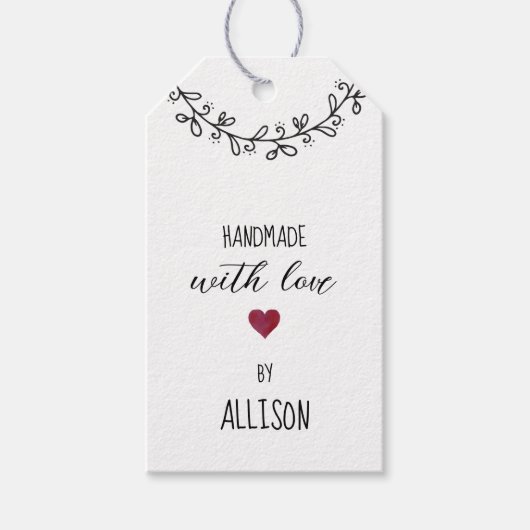 Schattige Persoonlijke Handgemaakte met Liefde Kra Cadeaulabel (Voorkant)