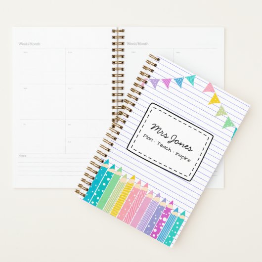 Schattige Persoonlijke Leraren Planner | Kleurrijk (Display)