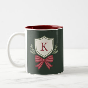 Schattige Persoonlijke Monogram Initiaal Strik Ker Tweekleurige Koffiemok