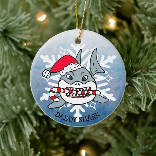 Schattige persoonlijke paprika Shark en Snowflake Keramisch Ornament (Boom)
