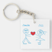 Schattige persoonlijke tekenreekscode in liefde sleutelhanger (Voorkant)