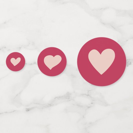 Schattige Perzik en Rode Hart Doodles Confetti (Voorkanten)