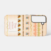 Schattige perzik wit controleert gouden harten bij samsung galaxy hoesje (Achterkant horizontaal)