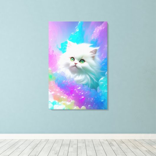 Schattige Perzisch Kitten Meisje's Wall Art Verpak Canvas Afdruk (Insitu (Houten vloer))