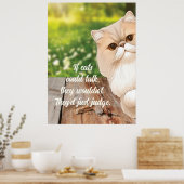 Schattige Perzische Kat Kijkt Rond Poster (Keuken)