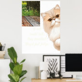 Schattige Perzische Kat Kijkt Rond Poster (Thuiskantoor)