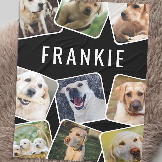 Schattige PET 9 Fotocollage Gepersonaliseerde naam Fleece Deken